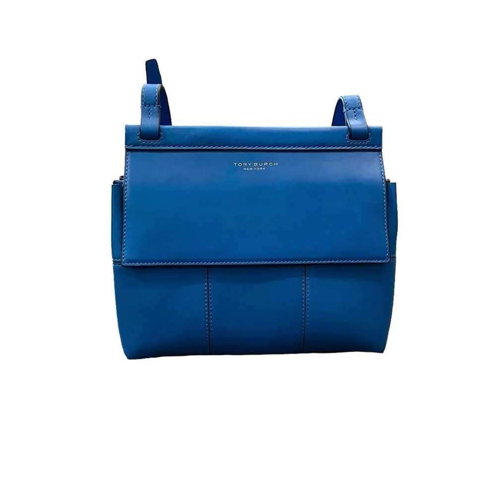 Tory Burch Mini Block T Leather Magnetic Flap Closure Satchel Crossbody Bag - Picture 3 of 9